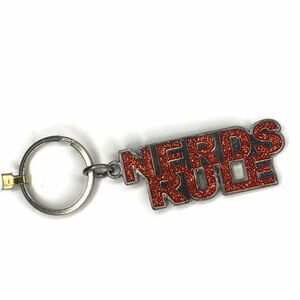 Vintage Red Glitter 'Nerds Rule' Keychain